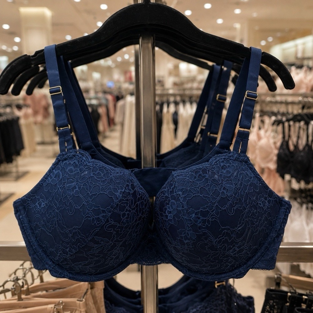 NEW Joyspun Push Up Bra Blue Floral Lace Padded Underwire Intimates Feminine 38D